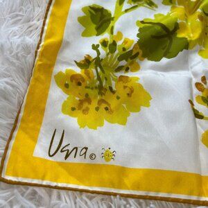 Vintage Vera Nylon Rectangular Scarf  Yellow Watercolor Flowers Japan